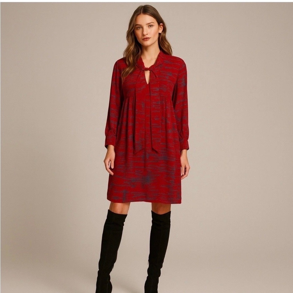 Lux Anthropologie Women's 100% Silk Blouse Red Size Med